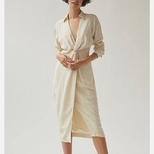 NWT Anthropologie Women's V-Neck Knot Front Midi Dress